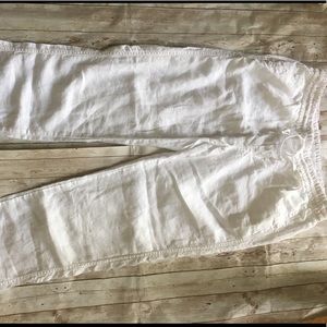 White linen pants